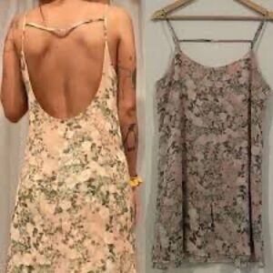 Forever 21 Backless Dress - Cream and Green Floral